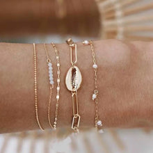 Load image into Gallery viewer, Bohemian Metal Sea Shell Bracelets Women Vintage Gold Chains Beads Charms Beach Anklet Bracelet Female Boho Jewelry Armband 2019