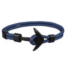 Load image into Gallery viewer, Fashion Black Anchor Bracelets Men Charm 550 Survival Rope Chain Paracord Bracelet Male Wrap Metal Sport Hooks