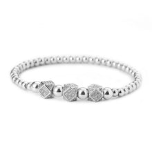 Load image into Gallery viewer, Woogge Hot Sale 3pcs/set Classical Handmade Beaded Braiding Bracelet Pave CZ Zircon Gold Crown Hip Hop Unisex Couple Gift