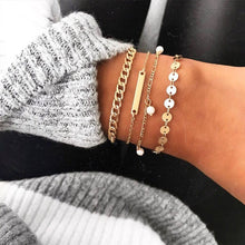 Load image into Gallery viewer, Abayabay Charms Bracelets Set Women Tassel Bracelet Chain Girl Rose Gold Color Fashion Jewelry Bohemia Stainless Steel Armband