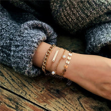 Load image into Gallery viewer, Abayabay Charms Bracelets Set Women Tassel Bracelet Chain Girl Rose Gold Color Fashion Jewelry Bohemia Stainless Steel Armband