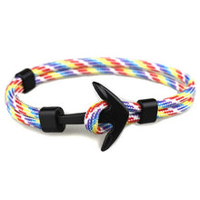 Load image into Gallery viewer, Fashion Black Anchor Bracelets Men Charm 550 Survival Rope Chain Paracord Bracelet Male Wrap Metal Sport Hooks

