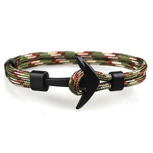 Load image into Gallery viewer, Fashion Black Anchor Bracelets Men Charm 550 Survival Rope Chain Paracord Bracelet Male Wrap Metal Sport Hooks
