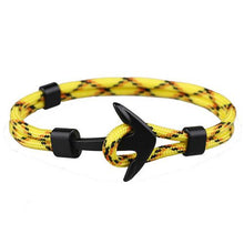 Load image into Gallery viewer, Fashion Black Anchor Bracelets Men Charm 550 Survival Rope Chain Paracord Bracelet Male Wrap Metal Sport Hooks
