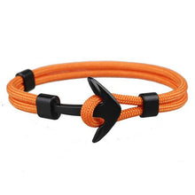 Load image into Gallery viewer, Fashion Black Anchor Bracelets Men Charm 550 Survival Rope Chain Paracord Bracelet Male Wrap Metal Sport Hooks
