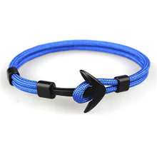 Load image into Gallery viewer, Fashion Black Anchor Bracelets Men Charm 550 Survival Rope Chain Paracord Bracelet Male Wrap Metal Sport Hooks
