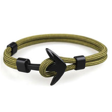 Load image into Gallery viewer, Fashion Black Anchor Bracelets Men Charm 550 Survival Rope Chain Paracord Bracelet Male Wrap Metal Sport Hooks
