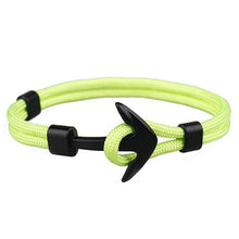 Load image into Gallery viewer, Fashion Black Anchor Bracelets Men Charm 550 Survival Rope Chain Paracord Bracelet Male Wrap Metal Sport Hooks
