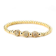 Load image into Gallery viewer, Woogge Hot Sale 3pcs/set Classical Handmade Beaded Braiding Bracelet Pave CZ Zircon Gold Crown Hip Hop Unisex Couple Gift
