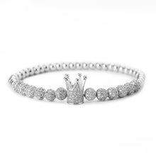 Load image into Gallery viewer, Woogge Hot Sale 3pcs/set Classical Handmade Beaded Braiding Bracelet Pave CZ Zircon Gold Crown Hip Hop Unisex Couple Gift
