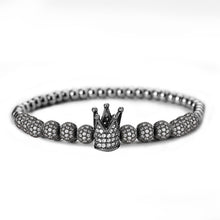Load image into Gallery viewer, Woogge Hot Sale 3pcs/set Classical Handmade Beaded Braiding Bracelet Pave CZ Zircon Gold Crown Hip Hop Unisex Couple Gift

